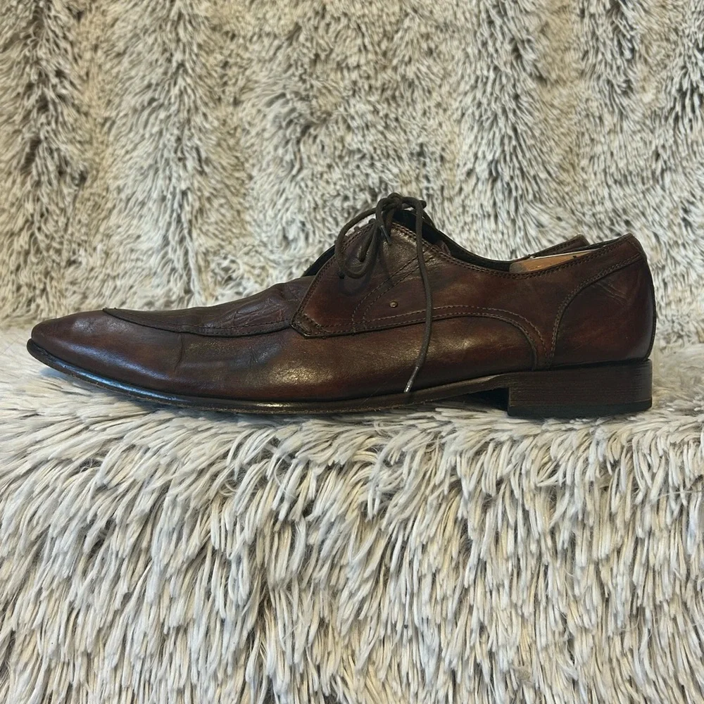 Mastro P. Men’s 44 Vero Cuoio Shoe Leather Crocodile Lace Up Oxfords  US 10.5 11